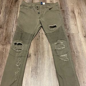 Distressed Skinny Jeans Olive